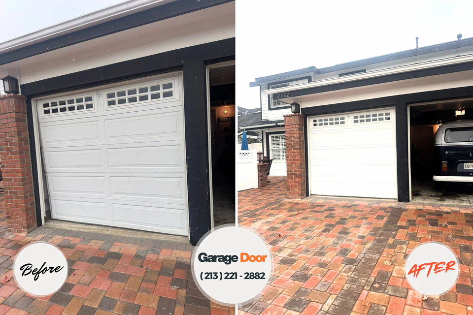 Before and after: garage door repair Moulton, AL